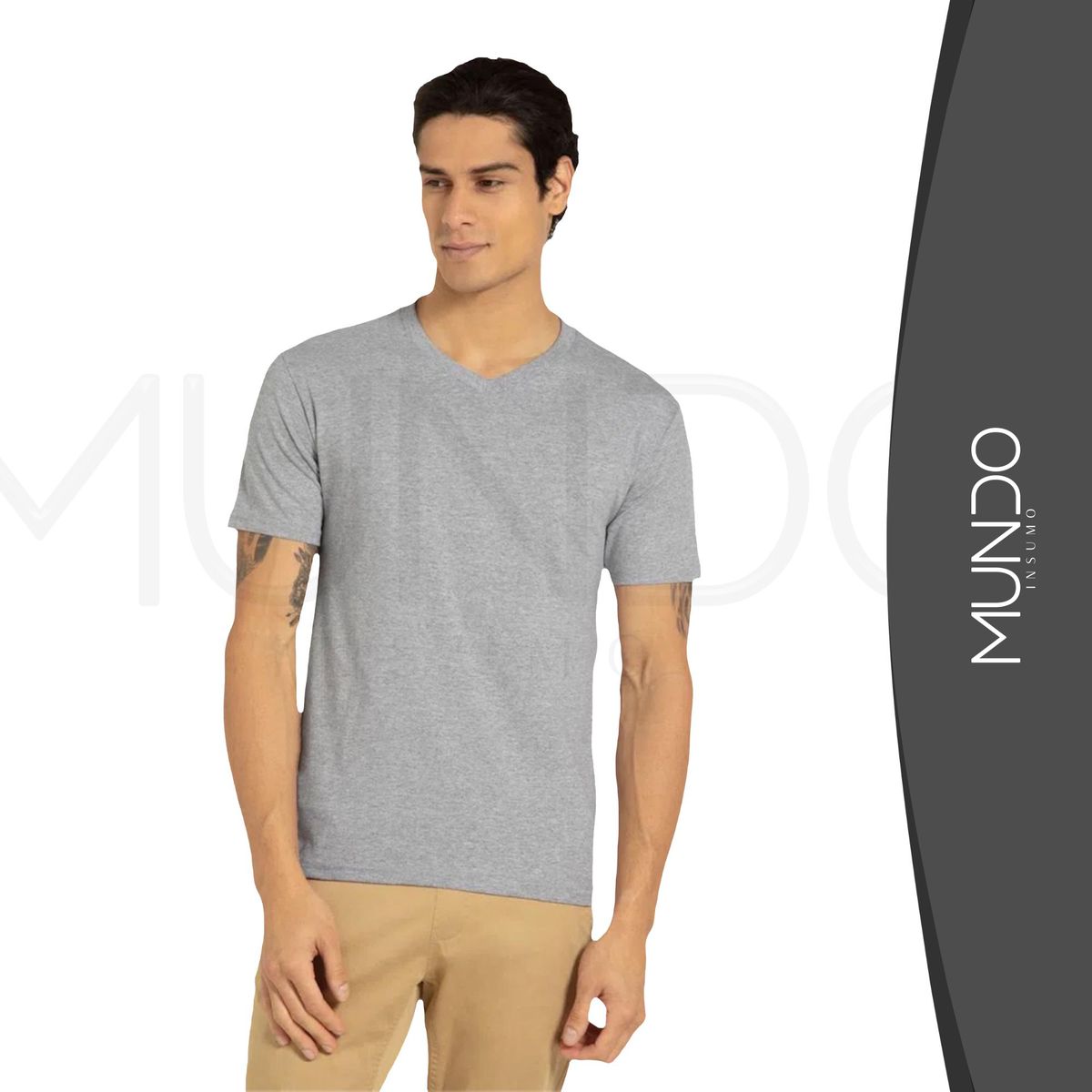 MUNDO INSUMO - Polera Cuello V 100 Algodón De Hombre Varios Colores