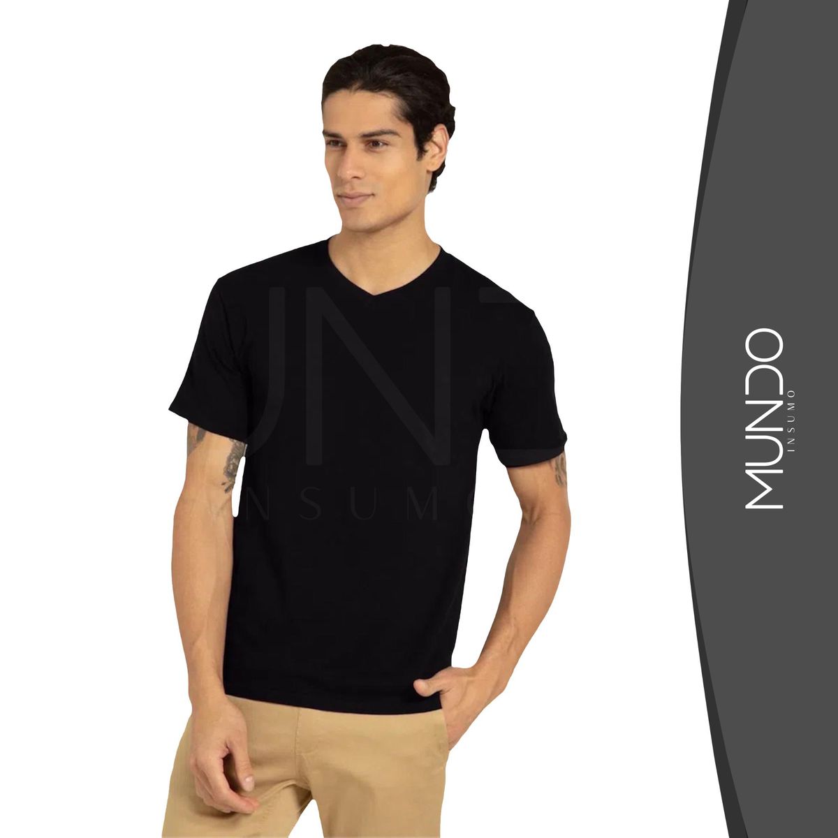 MUNDO INSUMO - Polera Cuello V 100 Algodón De Hombre Varios Colores