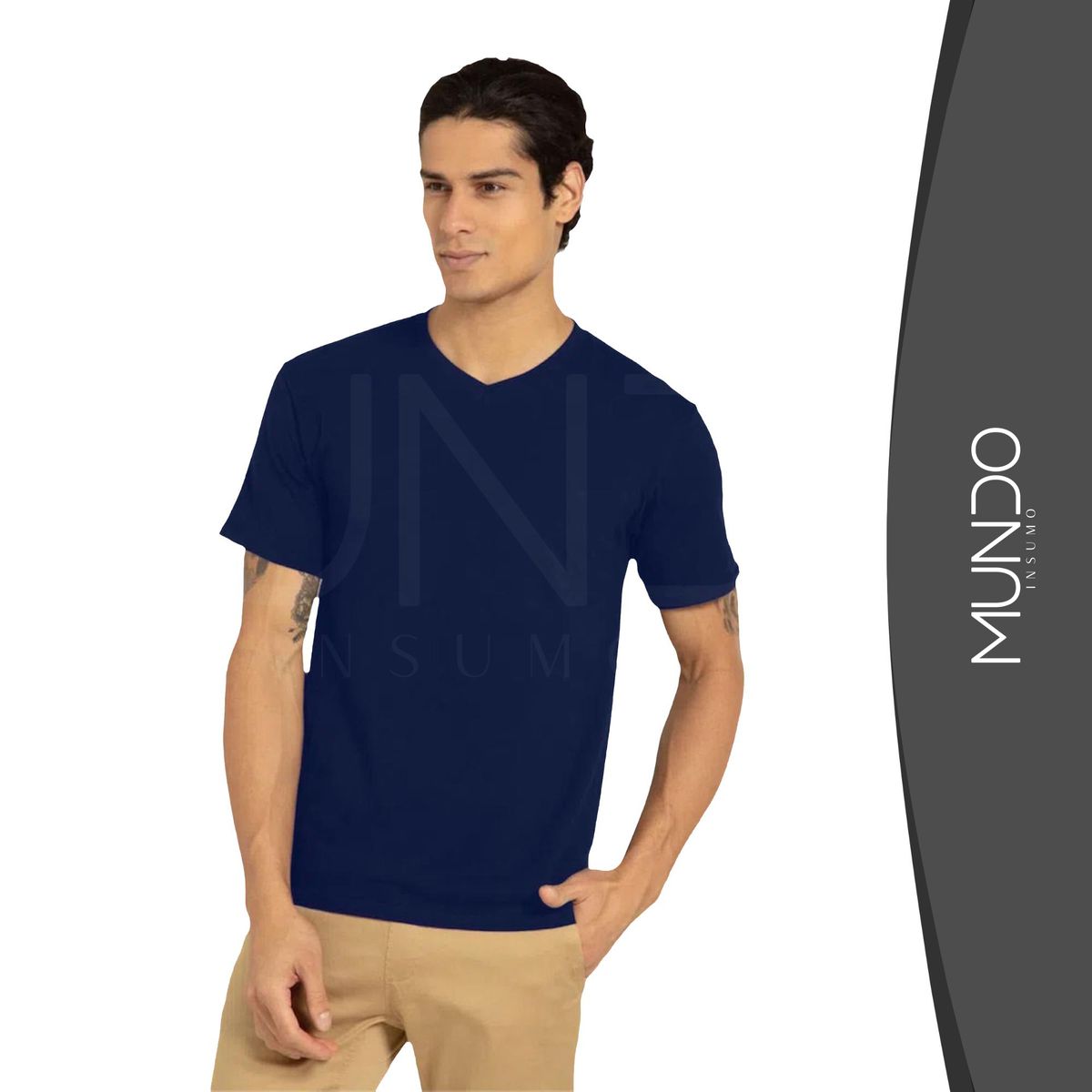 MUNDO INSUMO - Polera Cuello V 100 Algodón De Hombre Varios Colores