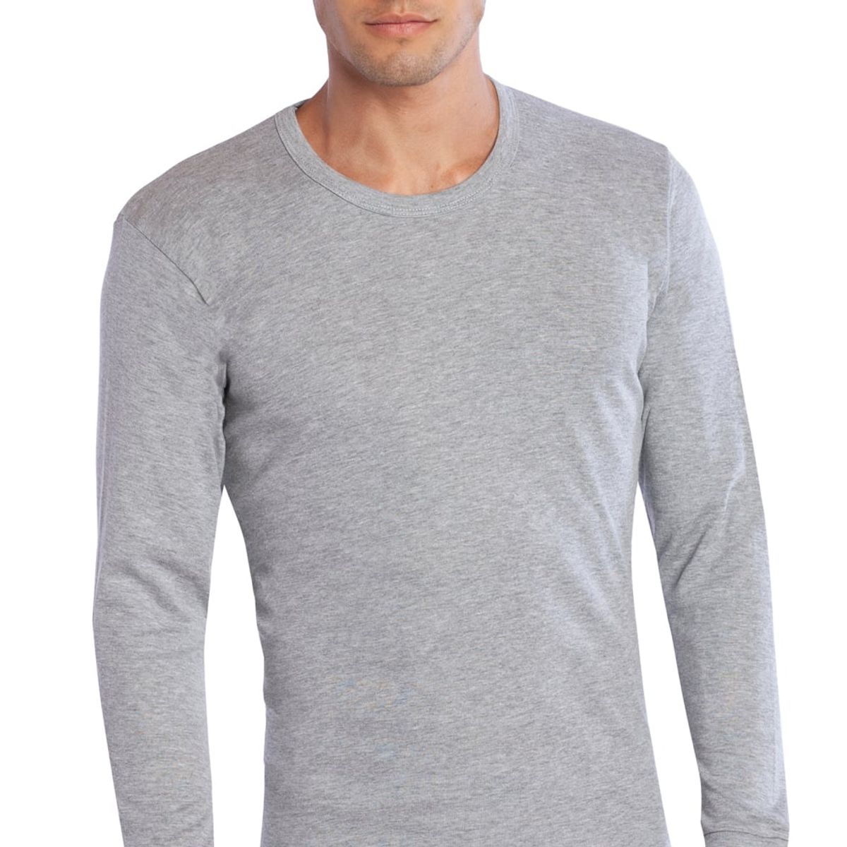 TAIS - Camiseta Cuello Polo Manga Larga Gris Melange Tais