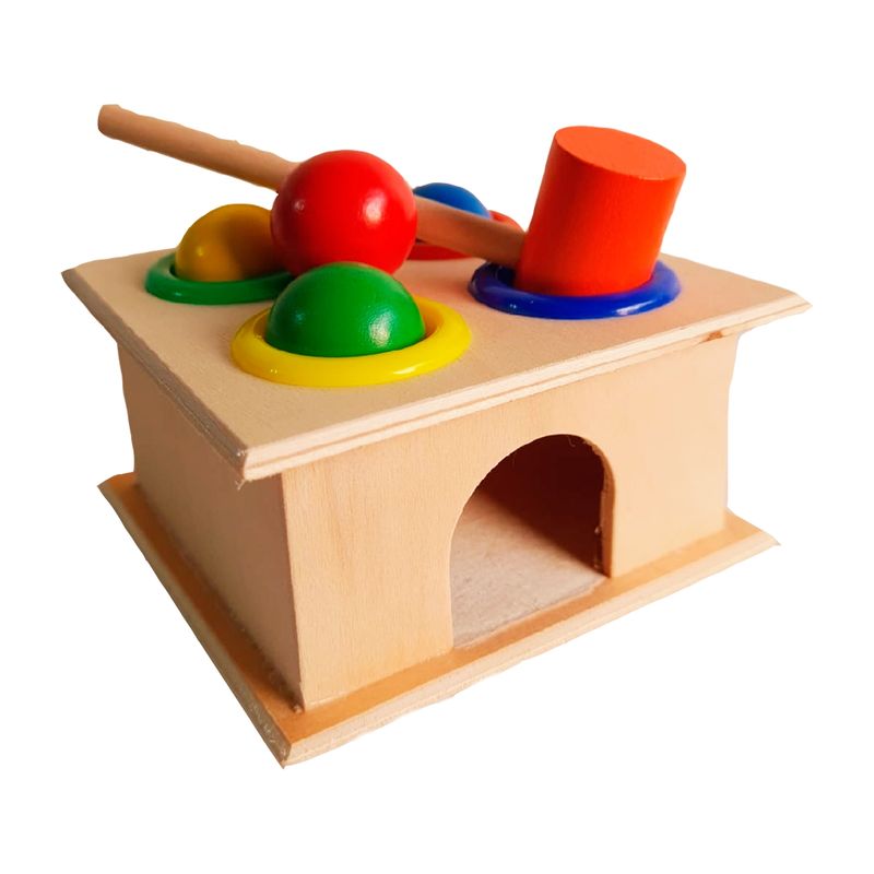 BIGBAMSPACE - Juguetes Didacticos de Madera Bolas Con Martillo Encaje.