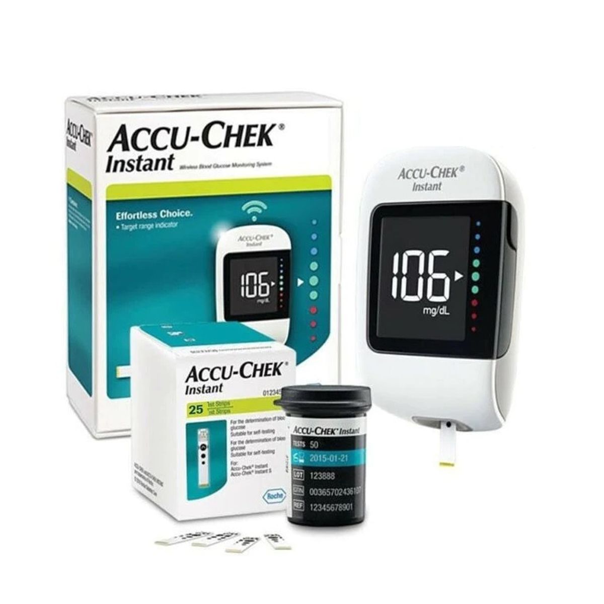 ACCU CHEK - Pack Glucómetro Accu-Chek® Instant + 25 tiras + 25 lancetas