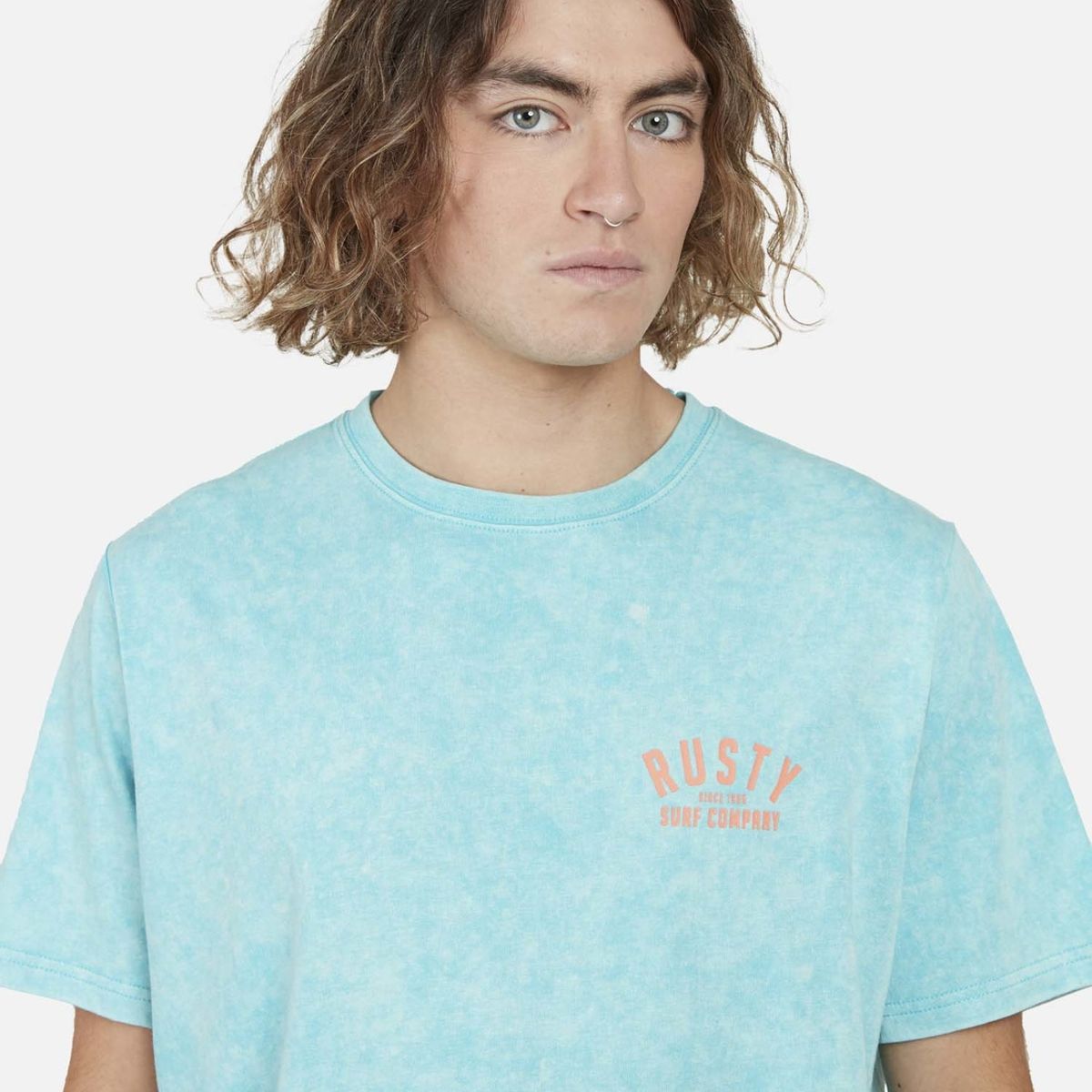 RUSTY - Polera Rst Lines  SS tee Hombre Celeste Rusty