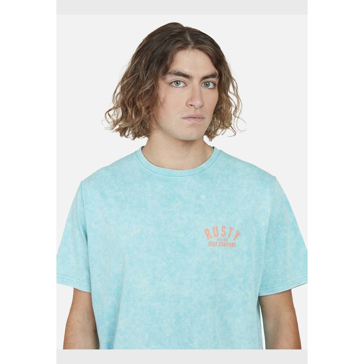 RUSTY - Polera Rst Lines  SS tee Hombre Celeste Rusty