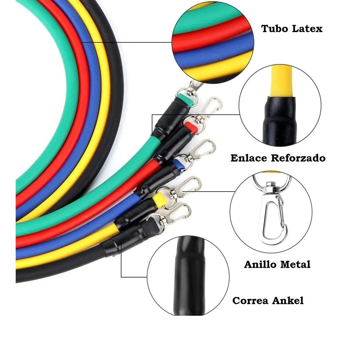 GENERICO - Set Bandas Elásticas Kit Bandas Resistencia Ejercicio 16 Pcs