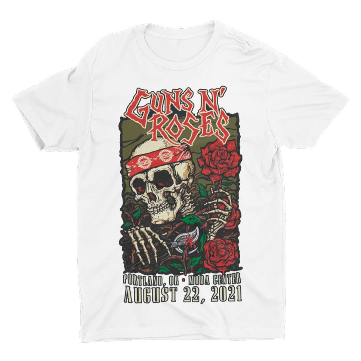 TELAESTAMPO - POLERA BLANCA GUNS' N ROSES /  ULTIMO TOUR /  ROCK
