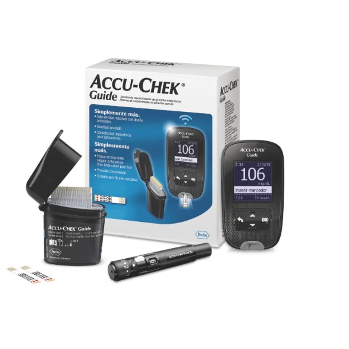 ROCHE - Pack Glucómetro Accu-Chek® Guide + 50 tiras + 48 lancetas