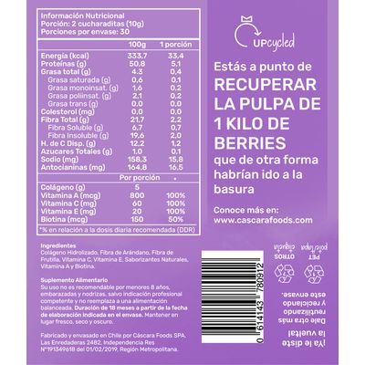 Imagen 2 del producto Colágeno Antiox Sabor Berries 300 g – Cáscara