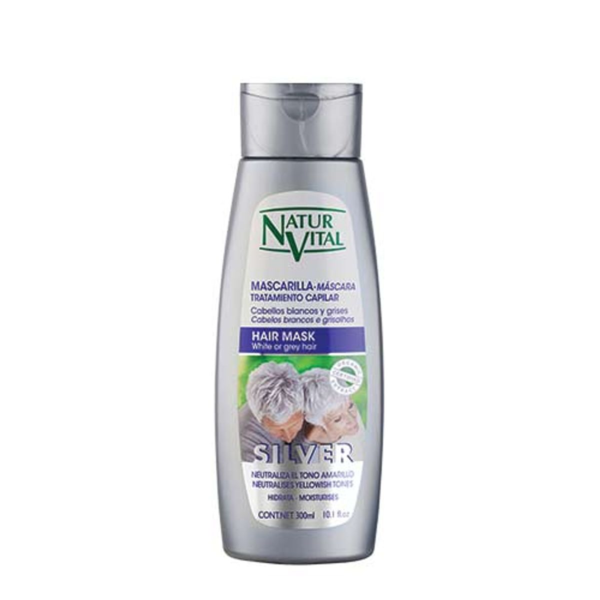 NATURVITAL - Mascarilla Capilar Silver Cabello Gris 300 mL Natur Vital