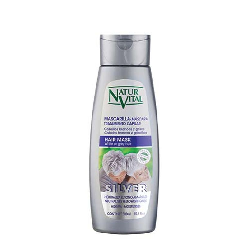 NATURVITAL - Mascarilla Capilar Silver Cabello Gris 300 mL Natur Vital