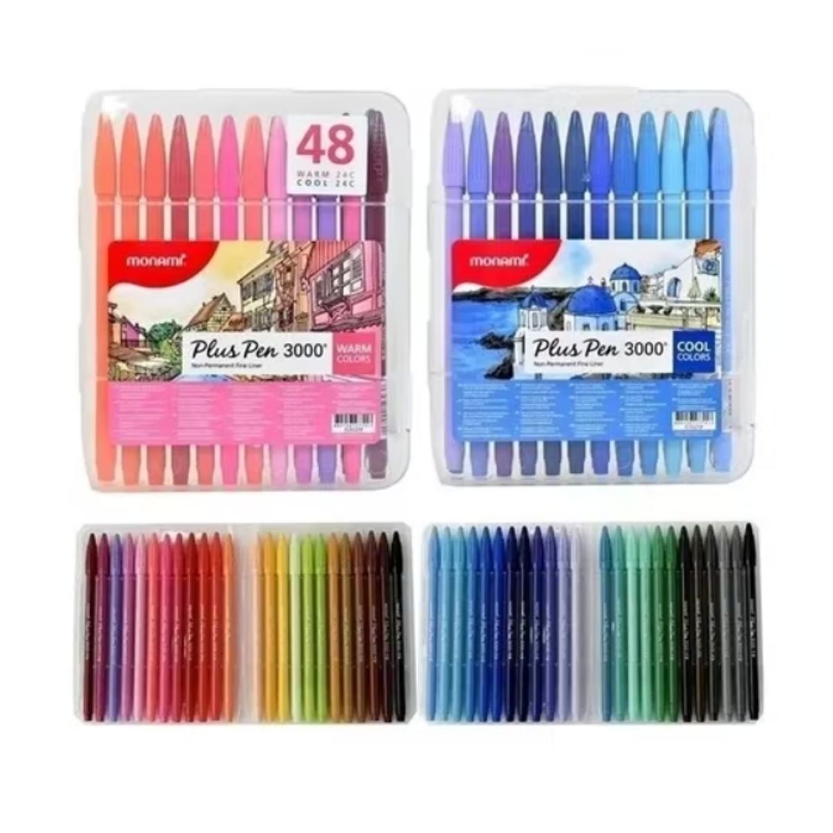 GENERICO - SET 48 COLORES MONAMI PLUS PEN 3000 COLORES CALIDOS Y FRIOS