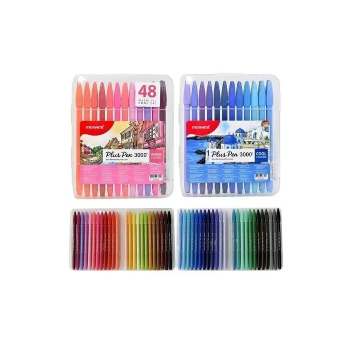 GENERICO - SET 48 COLORES MONAMI PLUS PEN 3000 COLORES CALIDOS Y FRIOS