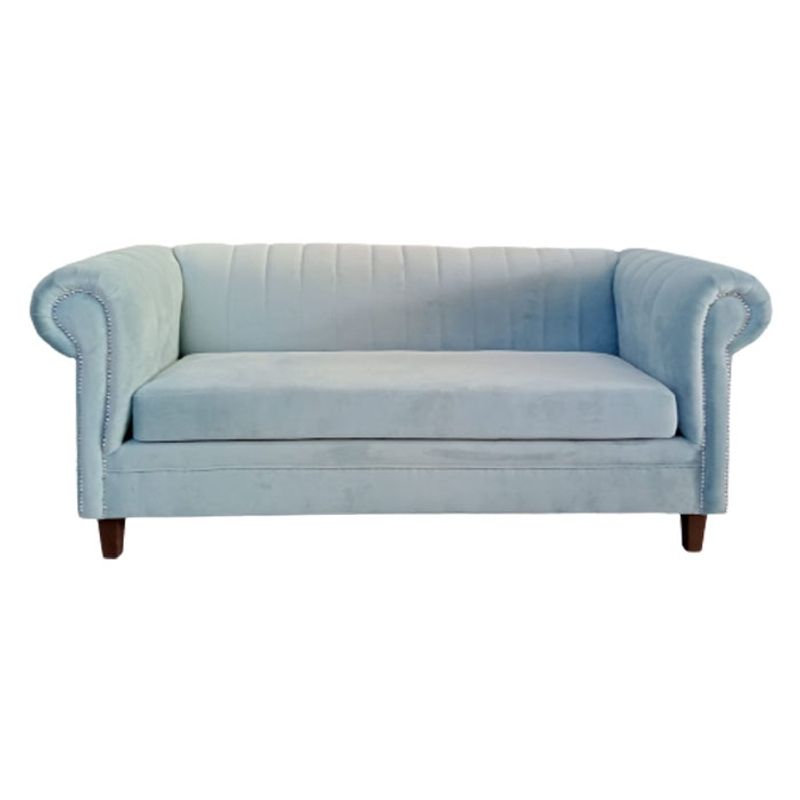 MUEBLERIA LATINA - SOFA FELPA 3 CUERPOS LINEAL BRABANTE VERDE AGUA