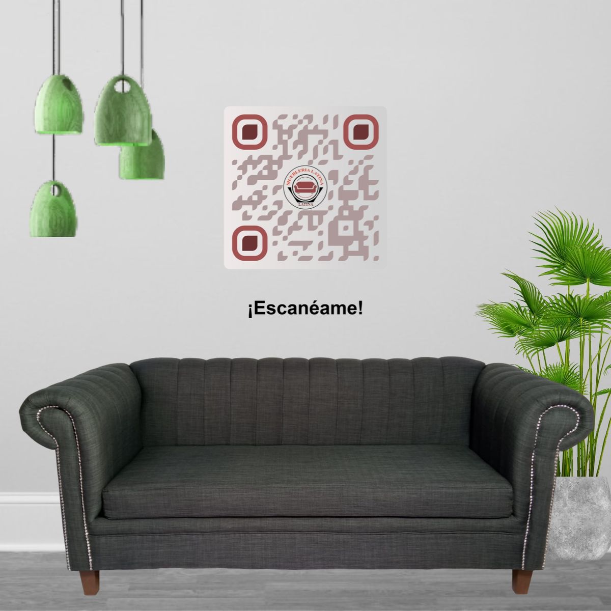 MUEBLERIA LATINA - SOFA LINO 3 CUERPOS LINEAL BRABANTE GRIS OSCURO.