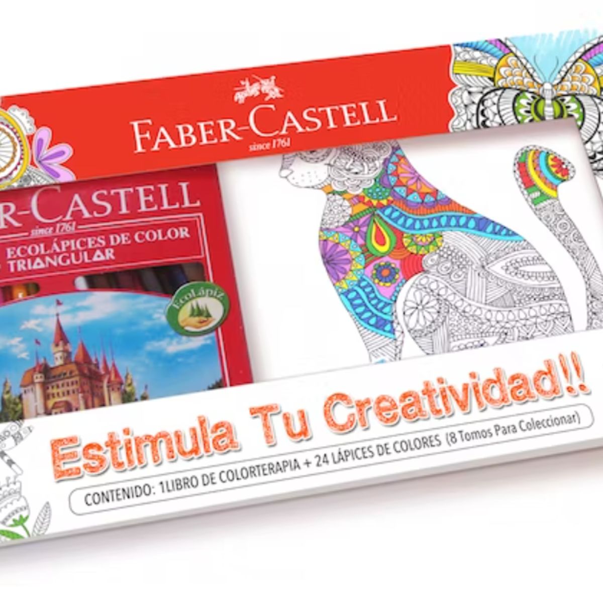 FABER-CASTELL - SET DE 24 LAPICES MAS 1 LIBRO DE COLORTERAPIA FABER CASTELL