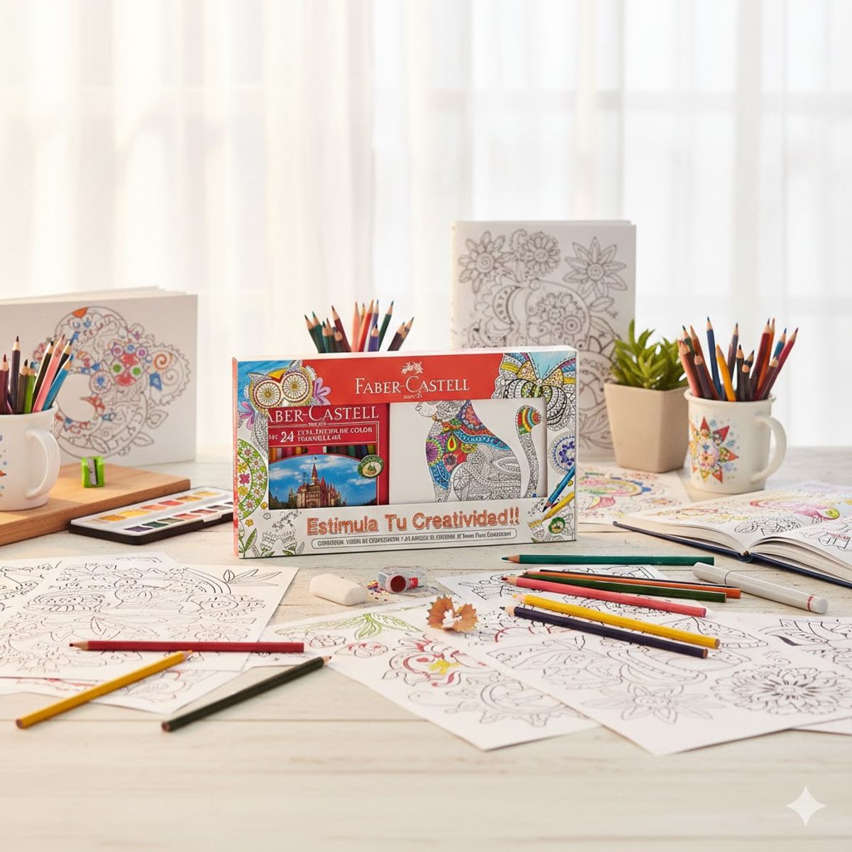 FABER-CASTELL - SET DE 24 LAPICES MAS 1 LIBRO DE COLORTERAPIA FABER CASTELL
