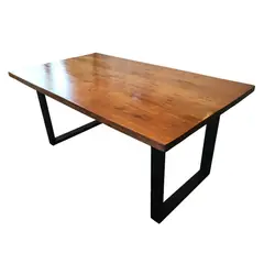 NOWU HOGAR - Mesa Roble Fierro Cuadrado 180x100cm
