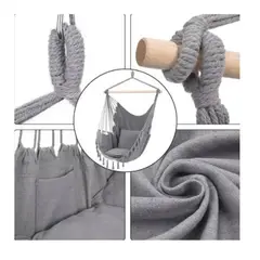 GENERICO - Silla Hamaca Colgante Boho de Interior o Exterior GRIS