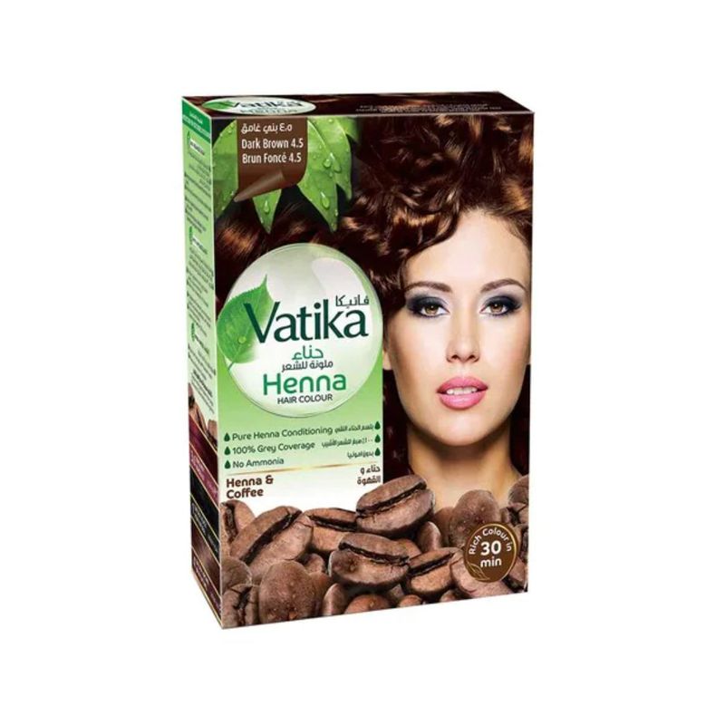 VATIKA NATURALS - Vatika Henna Tintura Coloración Castaño Oscuro 6 Sachets - Turquesa.-
