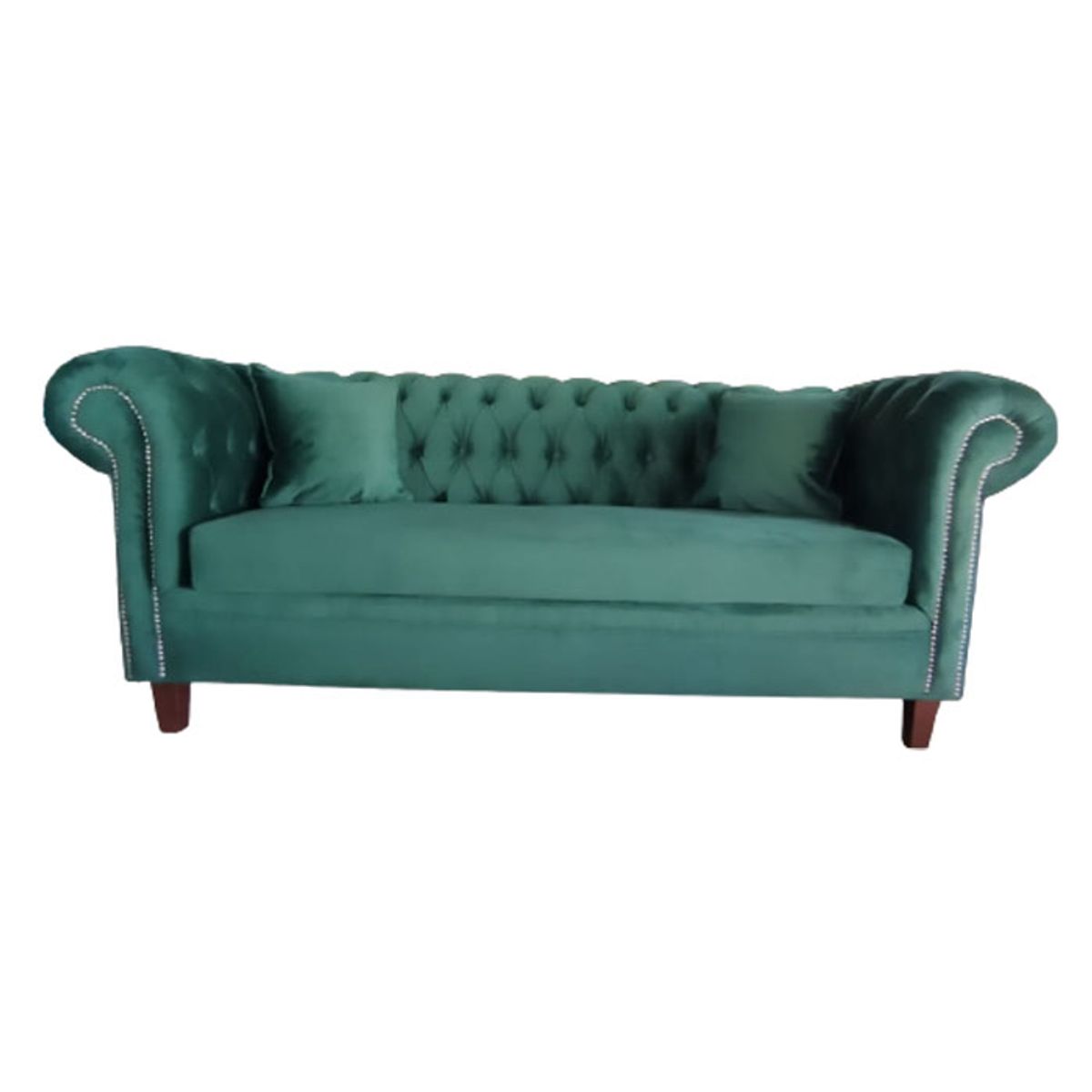 MUEBLERIA LATINA - SOFA FELPA 3 CUERPOS CHESTERFIELD CAPITONE BRABANTE VERDE