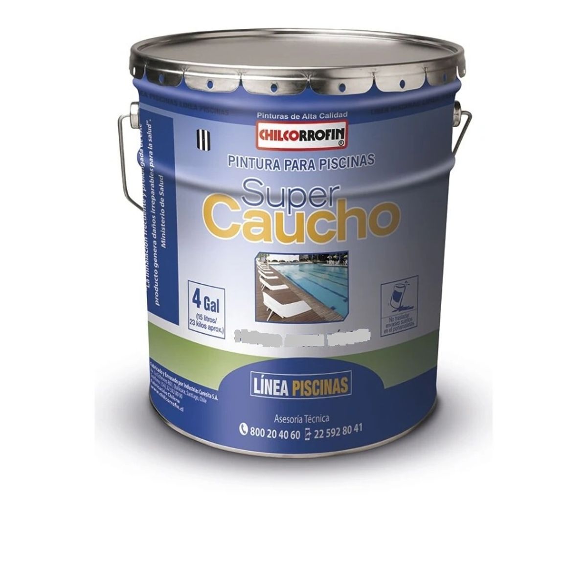 GENERICO - Pintura Para Piscina Supercaucho Chilcorrofin Azul Tahiti Tineta