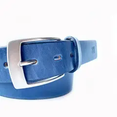 TRELKE - CINTURÓN CUERO AZUL LISO CASUAL
