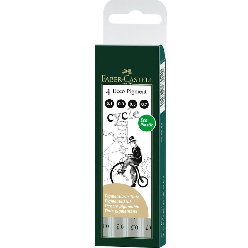 FABER-CASTELL - 4 Marcadores Rotuladores Ecco Pigment Faber Castell
