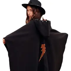 SANTA PECADORA - Poncho gorro lana y alpaca Rayo negro