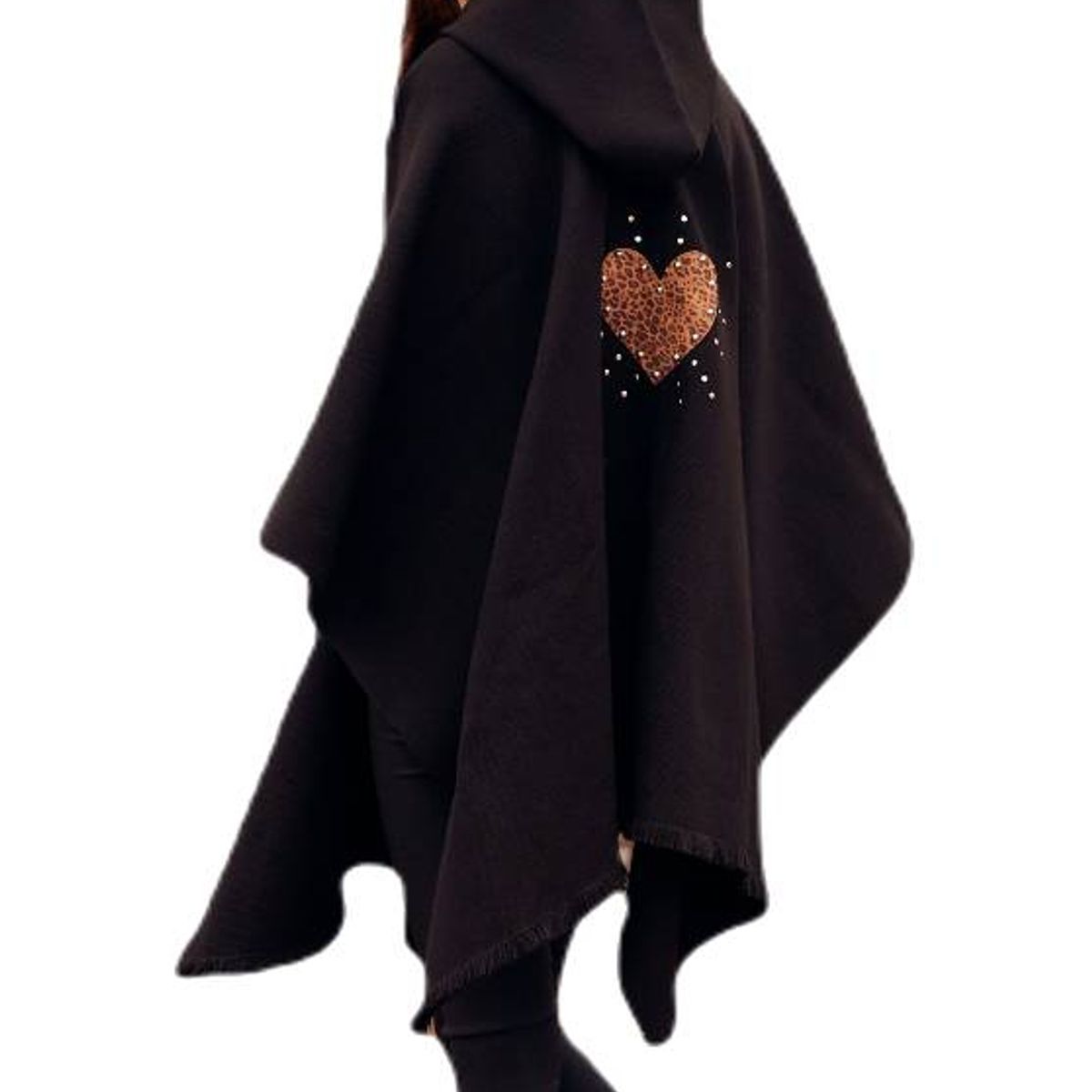 SANTA PECADORA - Poncho Santa Pecadora gorro negro Salvaje Corazón print