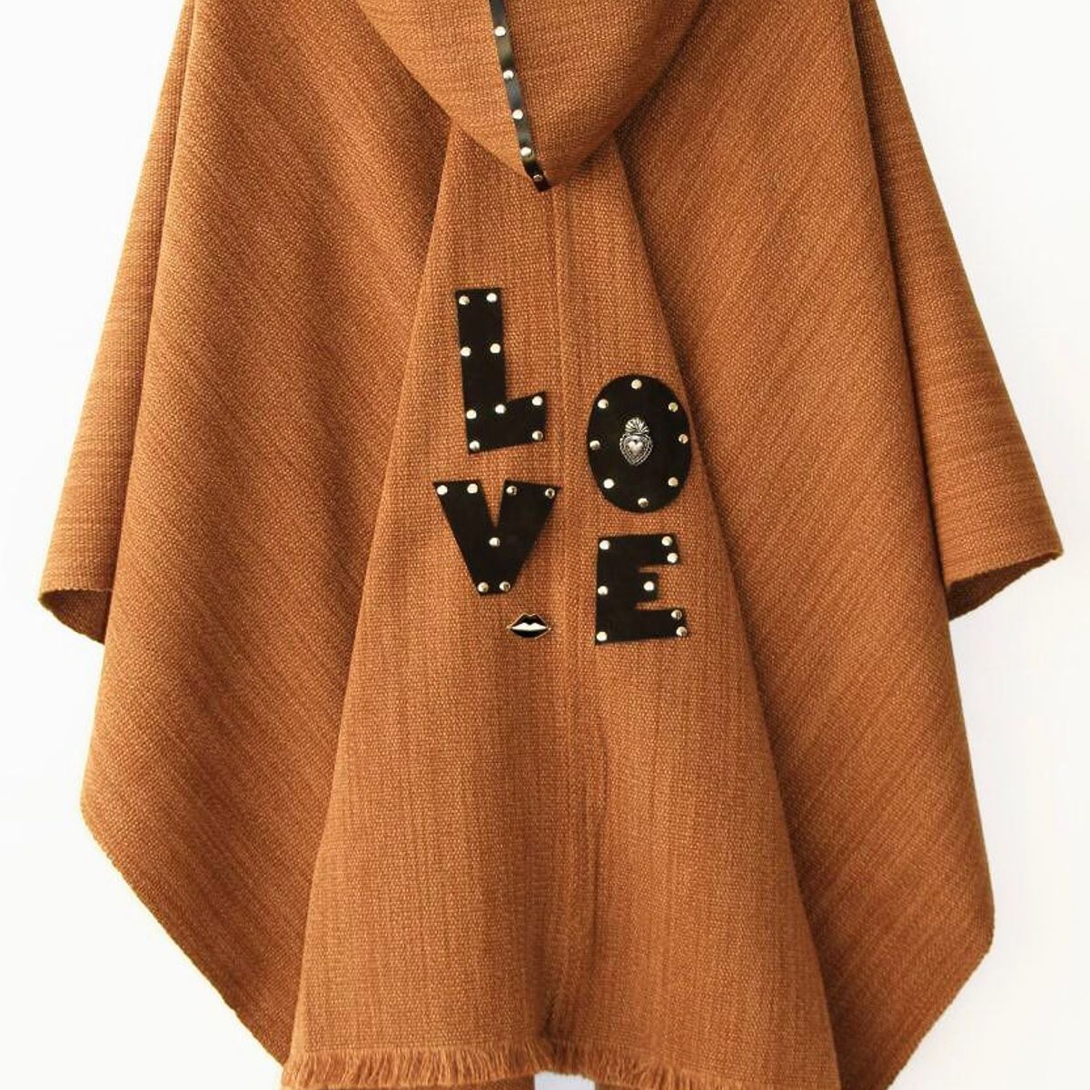 SANTA PECADORA - Poncho Santa Pecadora gorro lana y alpaca LoVe camel