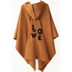SANTA PECADORA - Poncho gorro lana y alpaca LoVe camel