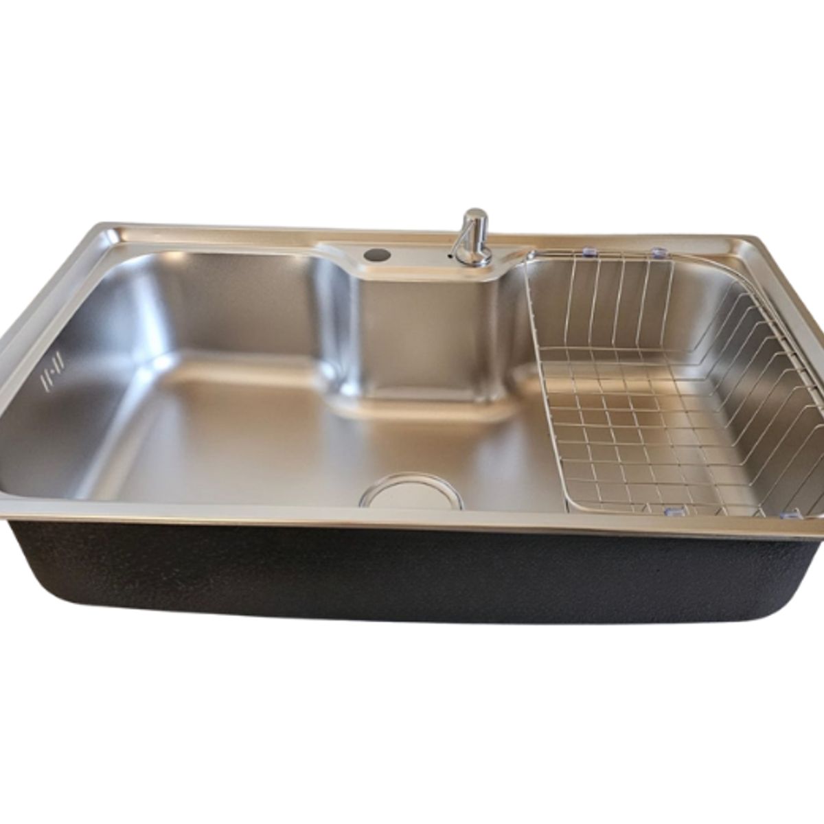 MODERN SPACE - Lavaplatos 80x50 Cm Tipo Riñon Acero Inoxidable 1mm