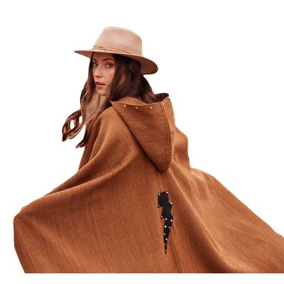 Imagen 2 del producto Poncho gorro lana y alpaca Rayo Camel