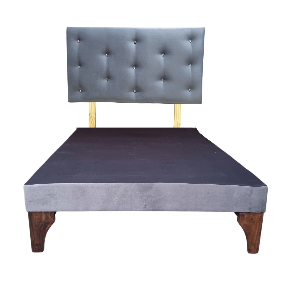 GENERICO - Base Europea 1.5P  Respaldo Gris Felpa Muebles Rimar