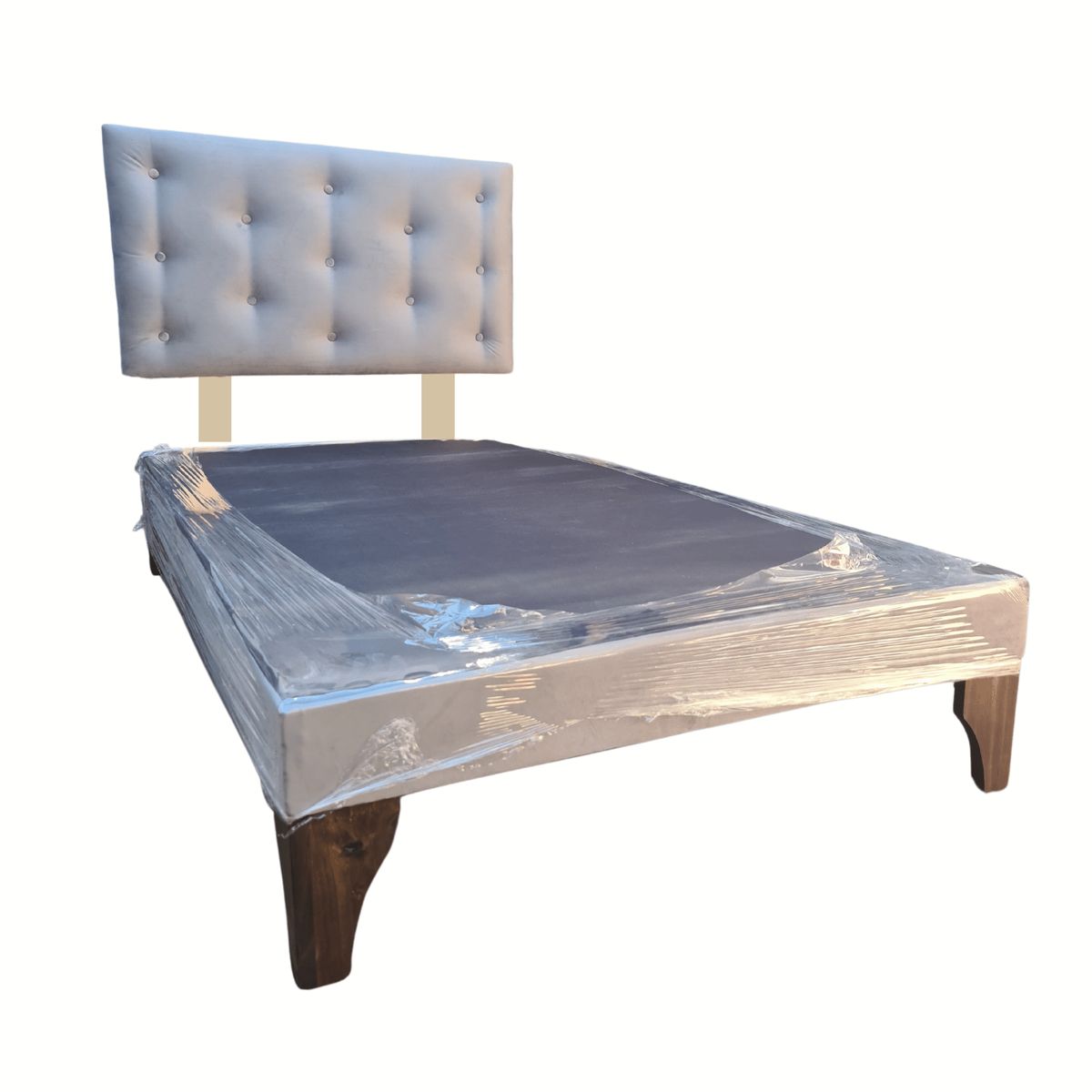 GENERICO - Base Europea 1.5P  Respaldo Gris Felpa Muebles Rimar