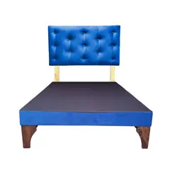 GENERICO - Base Europea 1.5P Respaldo Azul Rey Felpa Muebles Rimar