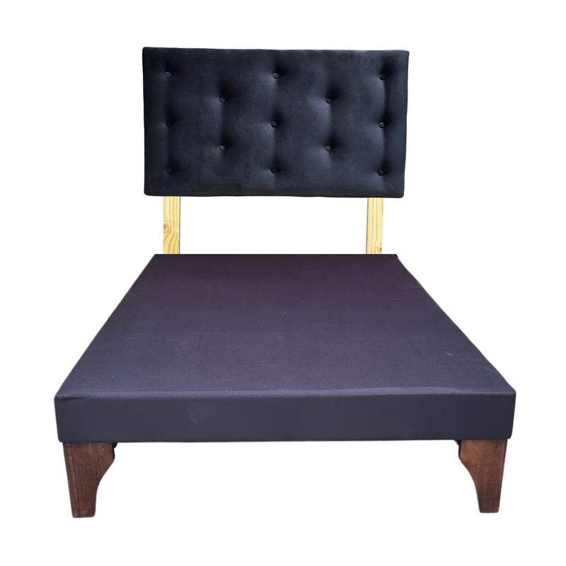 GENERICO - Base Europea 1.5P  Respaldo Negro Felpa Muebles Rimar