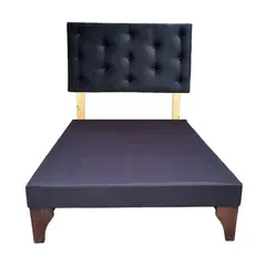 GENERICO - Base Europea 1.5P Respaldo Negro Felpa Muebles Rimar