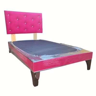 Imagen 2 del producto Base Europea 1.5P Respaldo Fucsia Felpa Botón Diamante