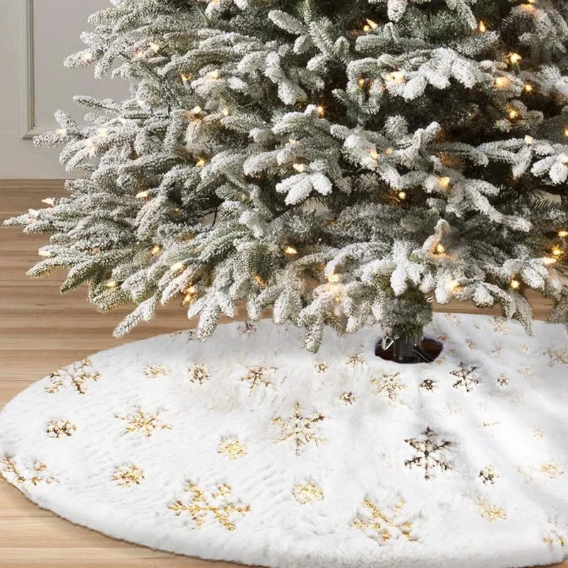 BOHEMIK - Faldón Arbol Navidad Pelo corto copos de lentejuelas doradas 115cm