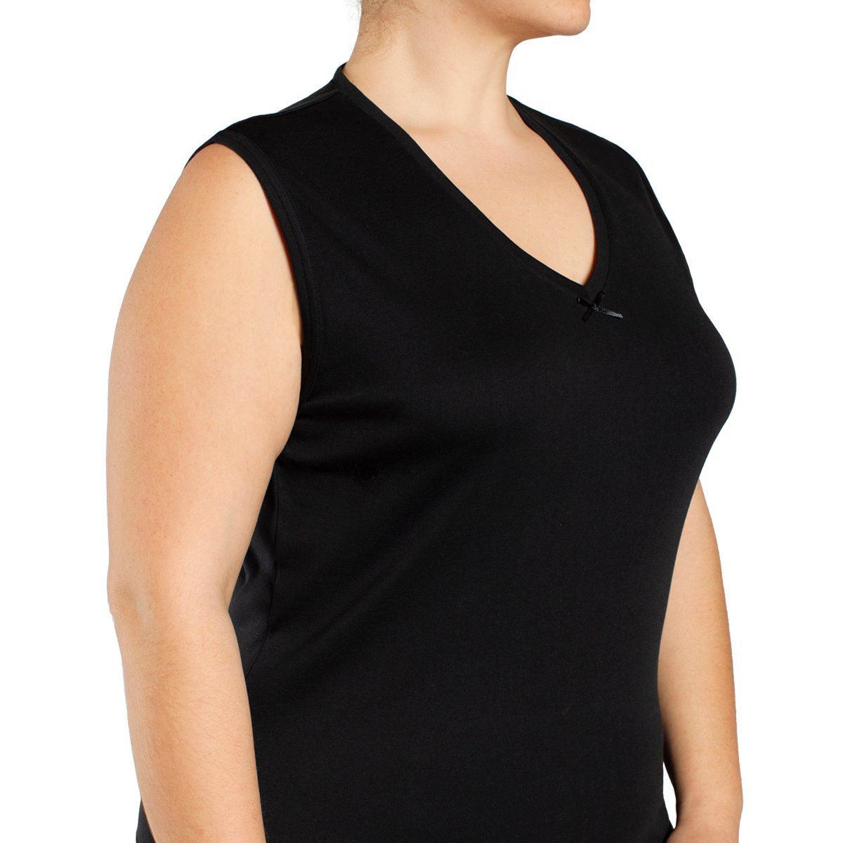 TAIS - Camiseta Cuello V Sin Manga Negro Tais