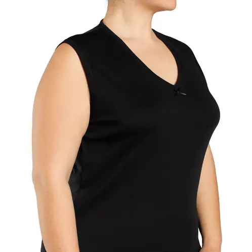 TAIS - Camiseta Cuello V Sin Manga Negro