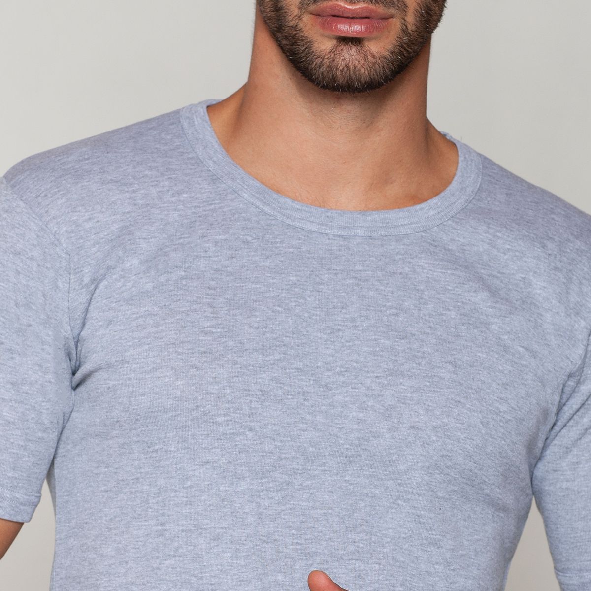 TAIS - Camiseta Cuello Polo Algodón Gris Tais