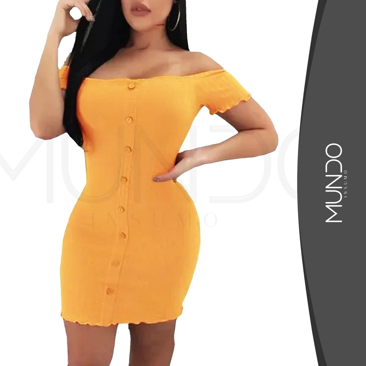 MUNDO INSUMO - Vestido De Mujer Manga Corta Hombro Descubierto colores…