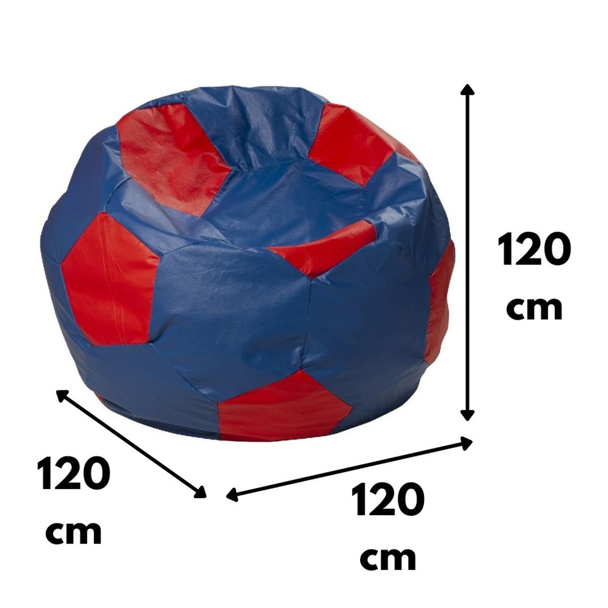 GENERICO - Pouf Pera Eco Cuero Azul Rojo 120x120x120 cm Máxima Design