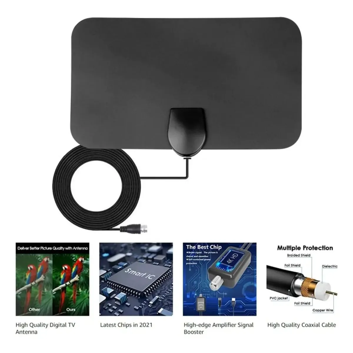 KUANGYE - Antena Tv Digital Hd Abierta Interior  Amplificador