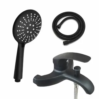 DETODOYMAS - Llave Monomando Tina Ducha Moderna Negro Mate De Lujo