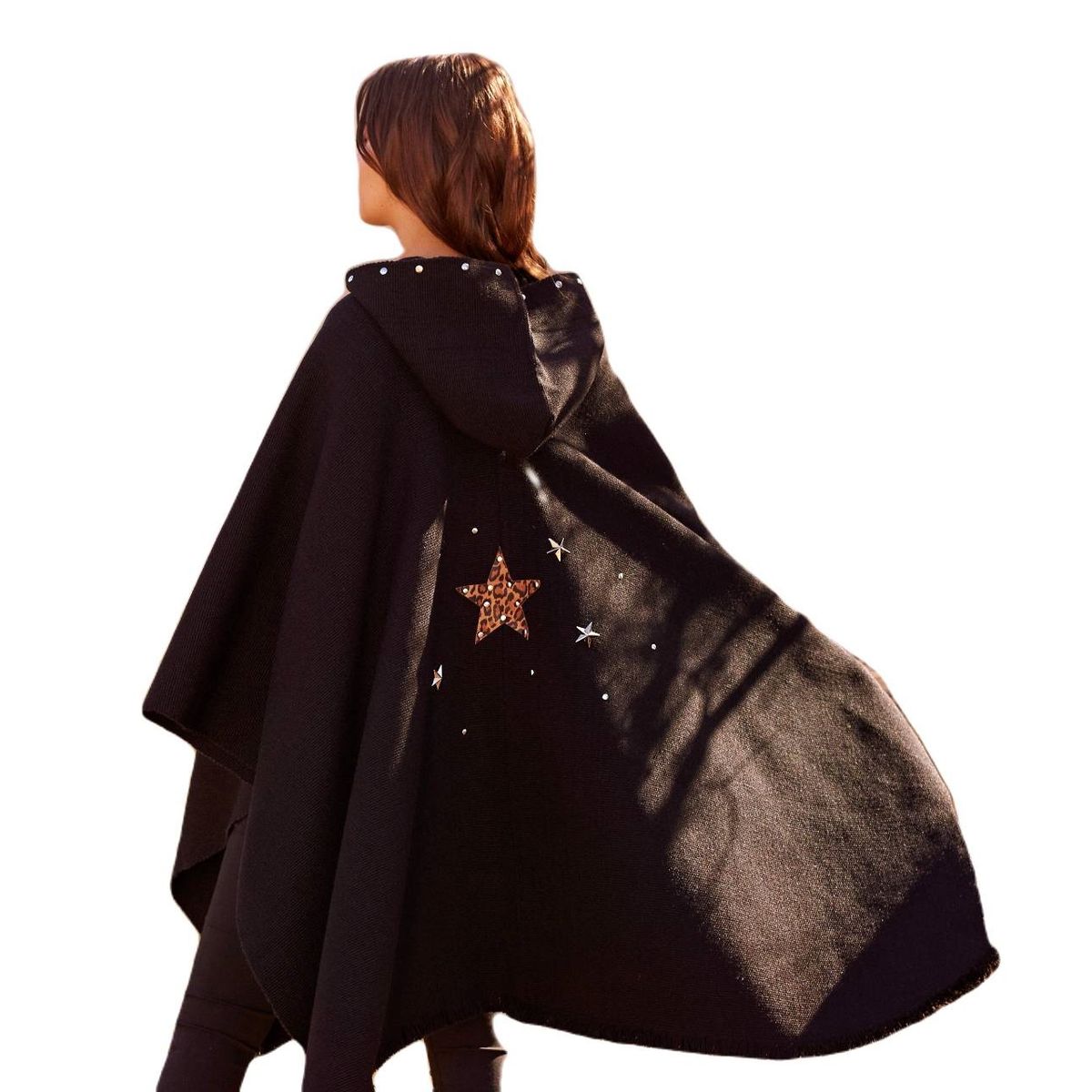 SANTA PECADORA - Poncho Santa Pecadora gorro lana y alpaca Universo negro