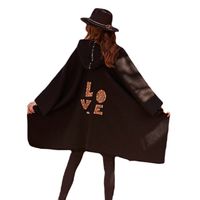 Poncho gorro lana y alpaca LoVe negro