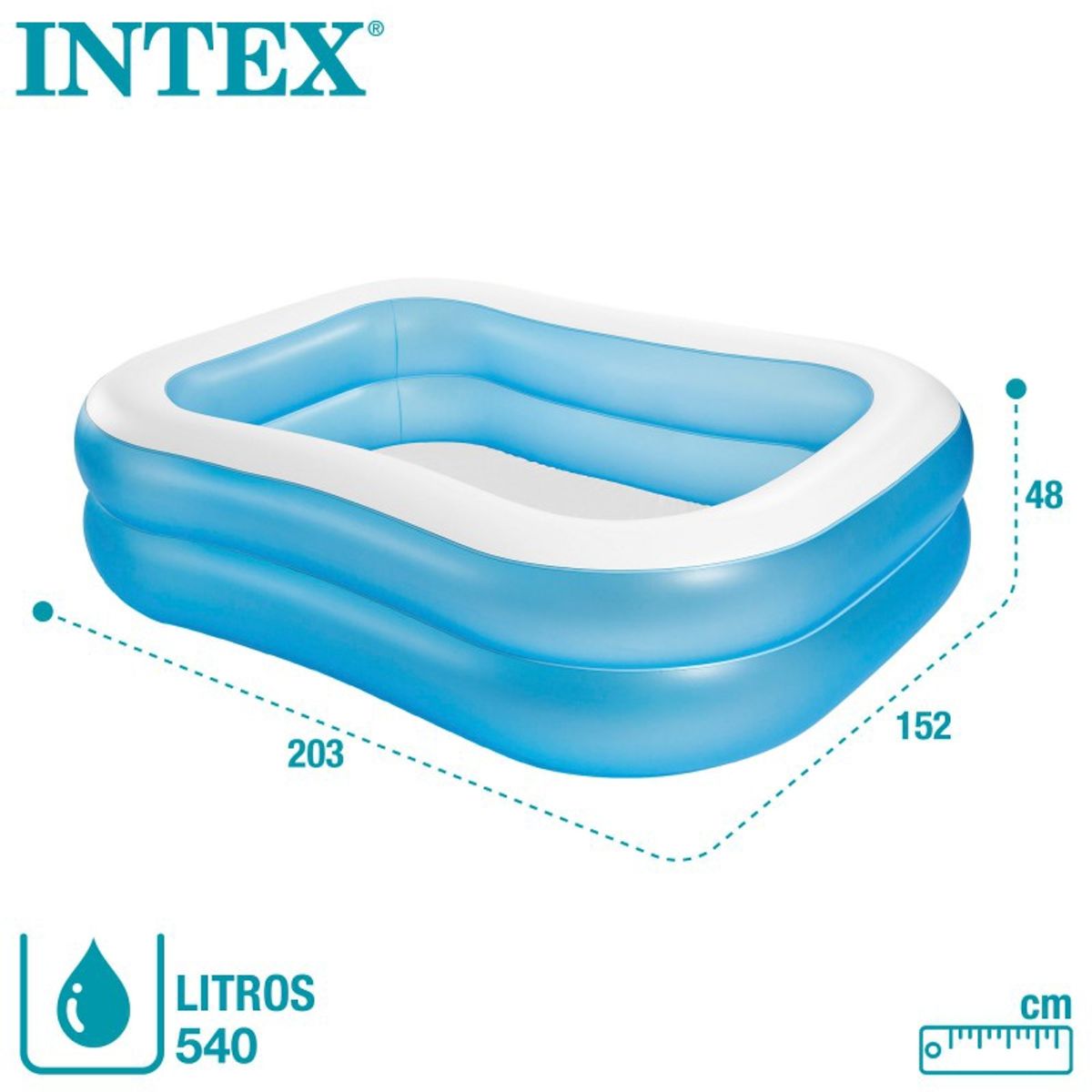 INTEX - PISCINA INFLABLE INTEX FAMILIAR RECTANGULAR 203CM X 152CM X 48CM